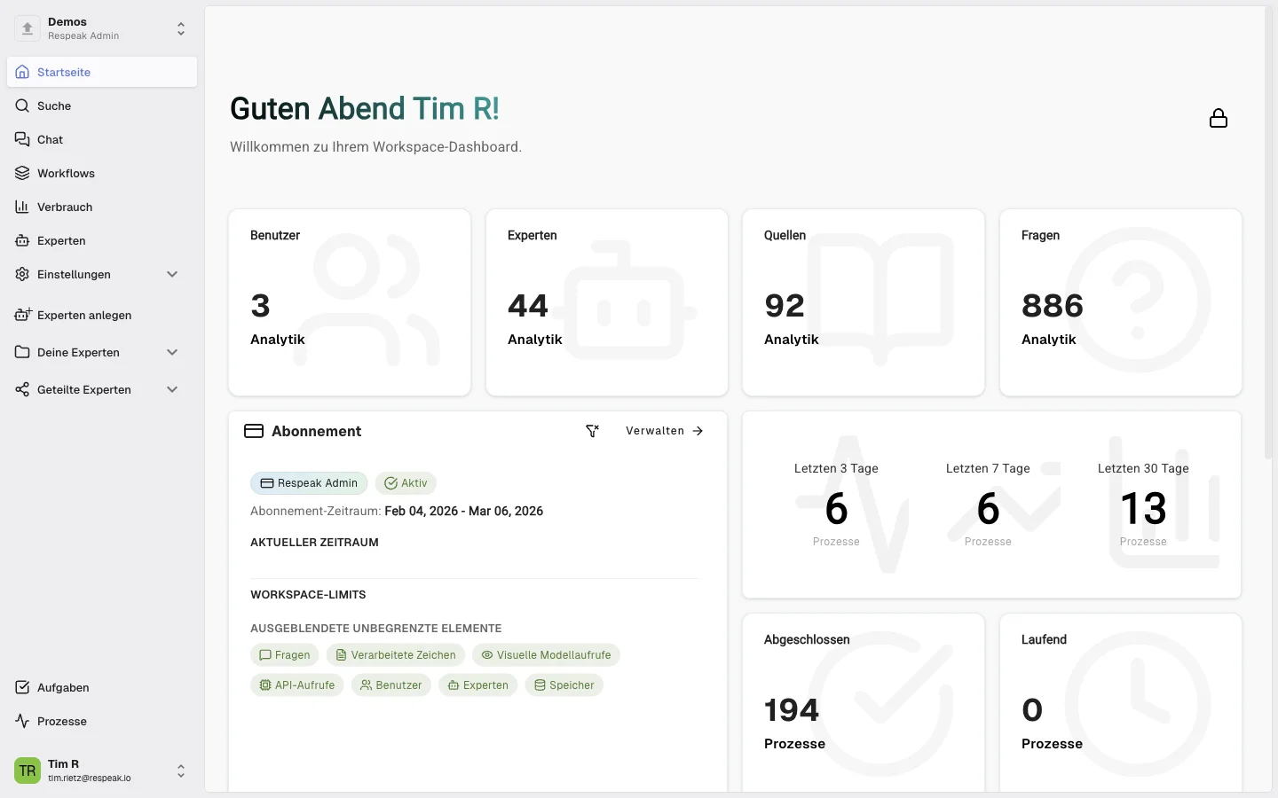 Respeak Plattform — Wissensassistent und Bürger-Bot